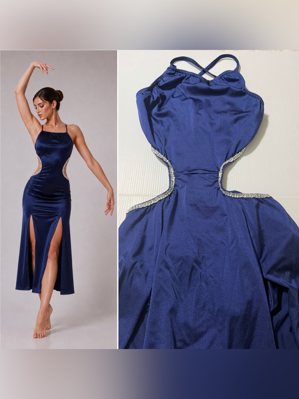Kelle dance costume blue maxi contemporary lyrical dress MA-Medium adult